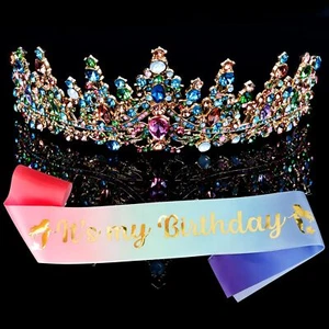 Birthday Crown for Women and It's My Birthday Sash Birthday Tiaras Set for Gi... - Picture 1 of 7