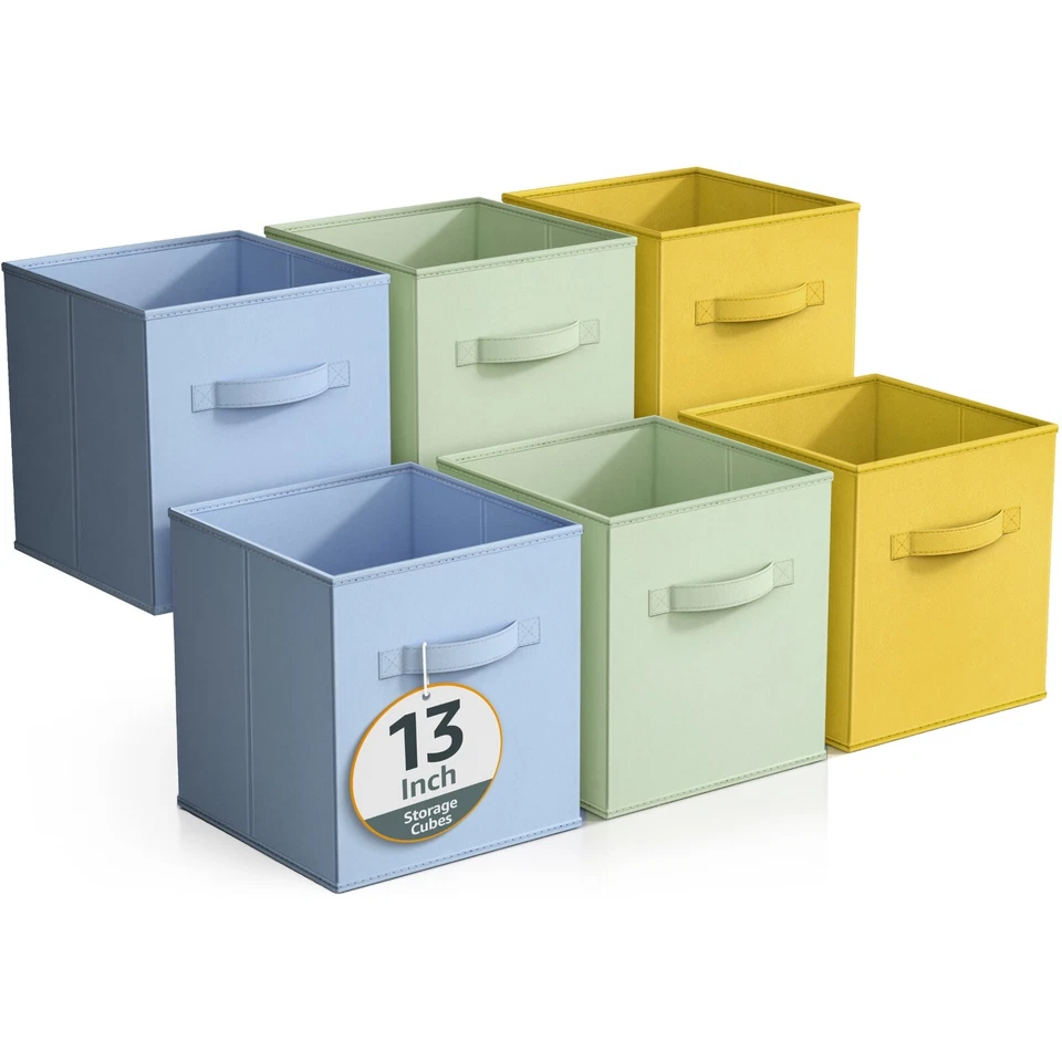 Sorbus Fabric Storage Bins 13" Foldable Cubes With Handles Cubbies - 6Pk - Image 1 of 1