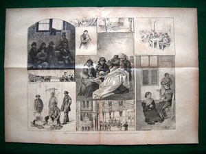 Incisione enorme- Milano nel 1882, Gli inondati del Polesine ricoverati - Picture 1 of 1