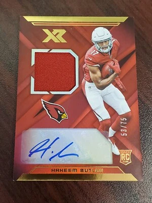 2019 XR Rookie Swatch Auto Red #26 Hakeem Butler Cardinals WR #'d 53/75 - Image 1 of 2