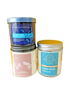 Bath & Body Works - Neue AROMATHERAPIE Kerze 4 Stück - Stressabbau Vanille etc. - Bild 1 von 3