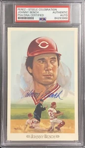 Johnny Bench Signed Perez Steele Celebration Postcard Reds Autograph PSA/DNA - Picture 1 of 3