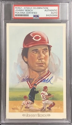 Johnny Bench Signed Perez Steele Celebration Postcard Reds Autograph PSA/DNA - Image 1 of 3