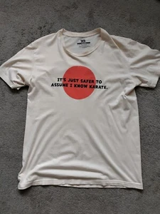 Karate T-shirt Threadless Funny Cream Colour Size Large - Picture 1 of 4