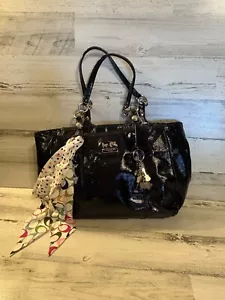 COACH 15738 MADISON MIA SHOULDER BAG Black Patent Leather Charms - Picture 1 of 22