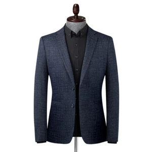 Mens Tweed Single Breasted Suit Blazer Notch Lapel Dress Jacket Coat Top Classic - Picture 1 of 15