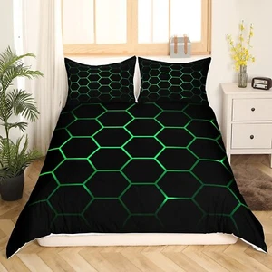 Hexagonal Bedding Set 3D Geometric Honeycomb Duvet Cover for Kids Boys Girls ... - Picture 1 of 6