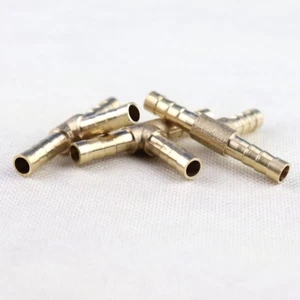 Tee3 Way 1/4"6mm Brass Hose Barb Fitting Pipe Tubing Splicer Fuel Water Gas 3Pcs - Picture 1 of 4