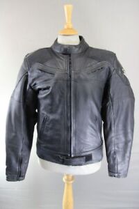 FRANK THOMAS BLACK LEATHER BIKER JACKET WITH CE ARMOUR & THERMAL LINING 38-40 IN