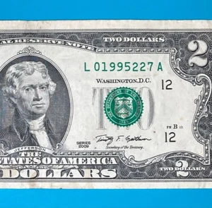 1995 February 27 (L 01995227 A) BIRTHDAY Note $2 Two Dollar Bill (1995/2/27_) - Picture 1 of 4
