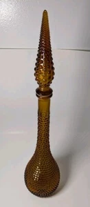 Vintage Rossini Empoli Amber Glass Genie Bottle Decanter Diamond Point 22” Hob - Picture 1 of 8