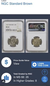 DOMINICAN REPUBLIC 25 CENTAVOS 1967 - NGC MS66 - Picture 1 of 4