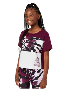 Girl's Justice Colorblock Boxy Tee, Style#301423, Size XXL 16P/18P, RHODODENDRON - Picture 1 of 9