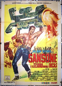 manifesto 4F film SANSONE E IL TESORO DEGLI INCAS Alan Steel Mario Petri 1964 - Imagen 1 de 1