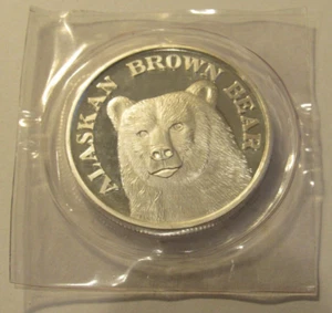 Vintage Alaska Braunbär 1 Feinunze .999 Feinsilber rund - Bild 1 von 2