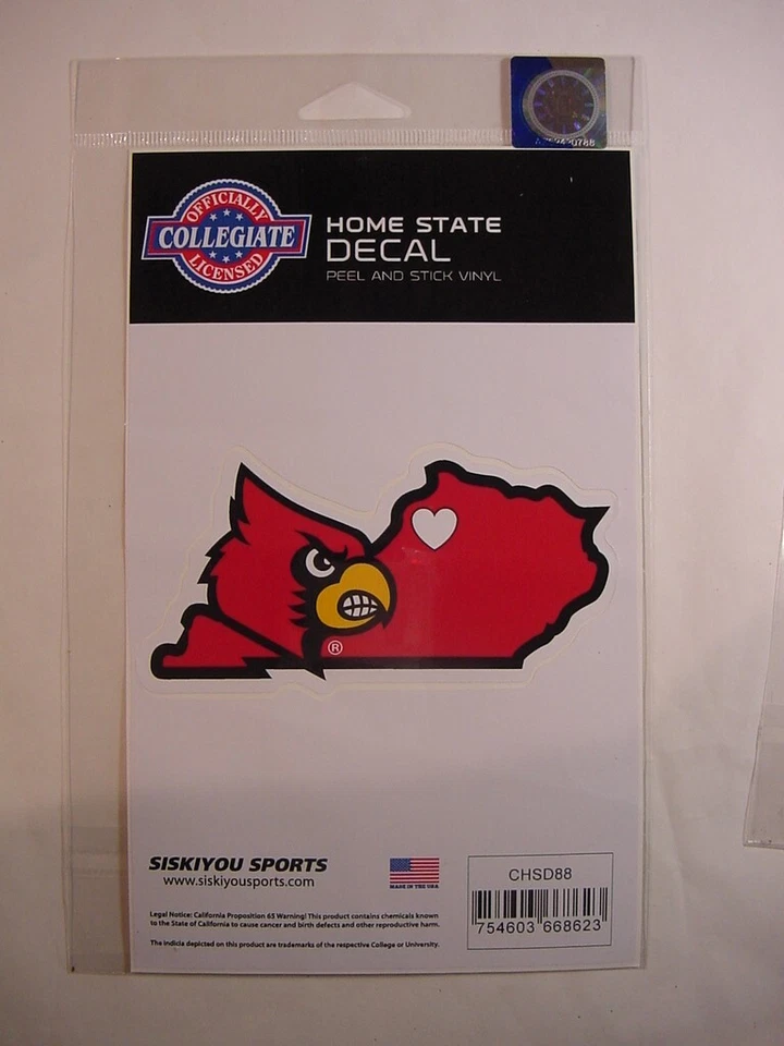Siskiyou Gifts NCAA Louisville Cardinals Home State Decal Auto Car Window Vi ...
