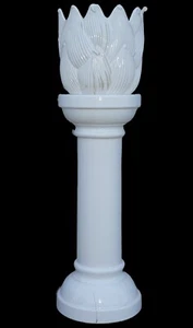 COLONNA IN CERAMICA SMALTATA BIANCA CON VASO. CAPITELLO - Imagen 1 de 10