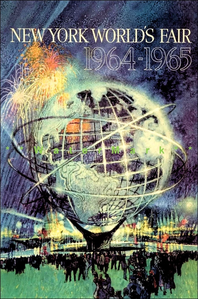 New York City World's Fair 1964 Vintage Poster Print Travel Tourism Decor Art