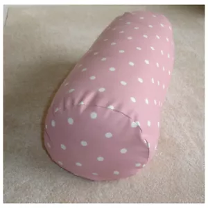 Round 18"x8" Bolster Cylinder Cushion Cover Pink and White Polka Dots Spot - Picture 1 of 3