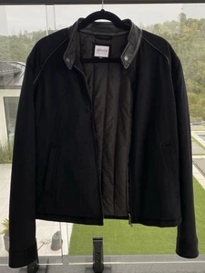 Armani Collezioni Hombres Chaqueta Bomber Cuero Cachemira Mezcla Lana Cremallera 42 - Imagen 1 de 12