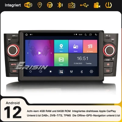 8-Kern Navi Android 13 Carplay 4+64GB Autoradio DAB+ Bluetooth Fiat Punto/Linea - Bild 1 von 4