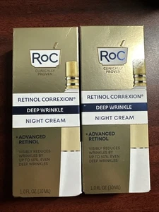 New Lot of 2 Boxes RoC Deep Wrinkle Night Cream + Retinol 1.0 fl oz x 2 - Picture 1 of 1
