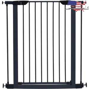Adjustable Pet Gate Walk-Through Pressure-Mounted One-Handed Durable Steel New - Picture 1 of 6