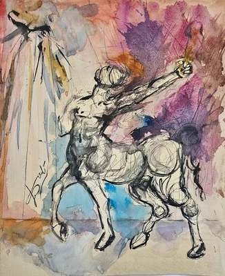 Arte figurativo surrealista dibujo vintage firmado por Salvador Dalí Foto 1 de 4