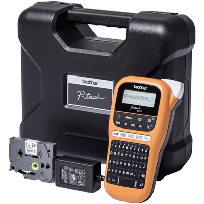 BROTHER P-TOUCH E110VP Beschriftungsgerät Etikettendrucker Labelmaker Orange Set - Bild 1 von 3