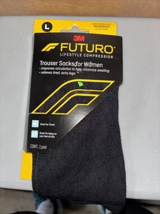 3M Futuro Trouser Socks for Women 1 Pair Size L Moderate Compression 15-20 mmHg - Picture 1 of 8