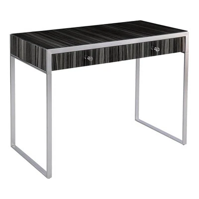 Escritorio de madera de ingeniería SEI Furniture Harpsden en plata/negro Foto 1 de 3