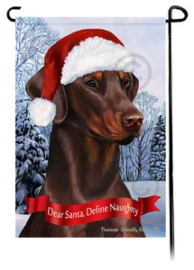 Querido Santa, Define Bandera de Jardín Travieso - Doberman Rojo Sin Recortar Pinscher 052D - Imagen 1 de 1