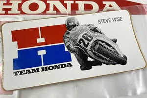 ORIGINAL TEAM HONDA RACING #28 STEVE WISE MOTORRAD STRASSENRENNEN AUFKLEBER DECAL - Bild 1 von 1
