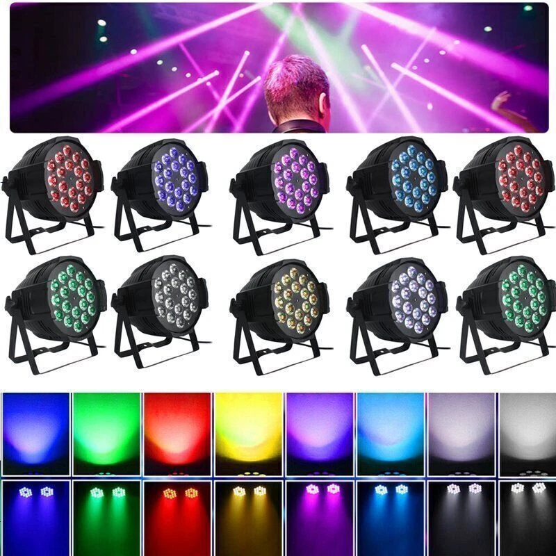 270W Par Can Stage Light 18LED RGBW Beam DMX Disco Strobe DJ Party Show Lighting - Image 1 of 4