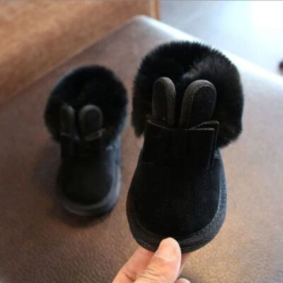Girls Kids Toddler Gift Garden Soft Shoes Baby Comfy Fur Lined Flat Snow Boots - Image 1 of 4
