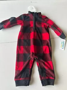 Child Of Mine Jungen rot/schwarz kariertes Fleece Outfit Größe 3-6 Monate neu - Bild 1 von 3