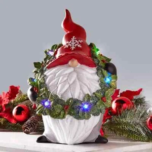 Christmas Gnome Lighted Color-Changing Holiday Tabletop Decor NEW - Picture 1 of 4