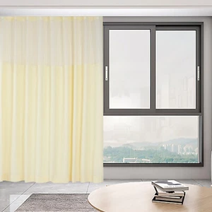 Beige Room Divider Curtain For Spa School Nursery Privacy Curtain With Mesh Top - Picture 1 of 13