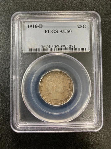 1916 D BARBER QUARTER PCGS AU-50 - ABOUT UNCIRCULATED - SILVER - CERTIFIED - 25C Cover