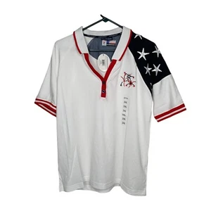 New Rock Point Women’s Polo Shirt 2XL Short Sleeve White Patriotic USA Flag BNWT - Picture 1 of 6