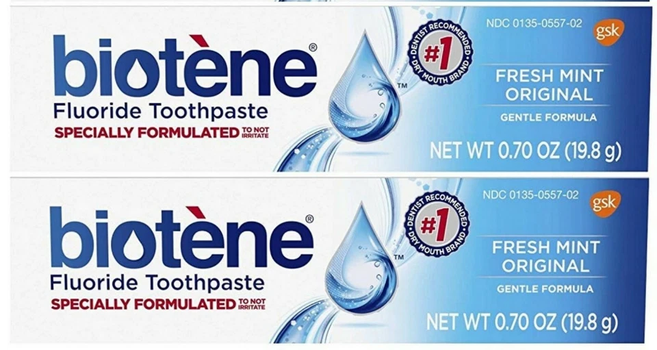 Pasta de dientes Bioteno fórmula original fluoruro FRESCO COMO NUEVO 4,3 oz (paquete de 2) azul -- Foto 1 de 1