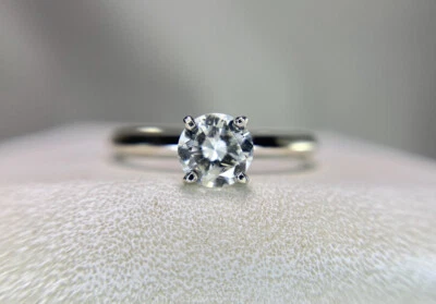14k White Gold GIA Certified Round Diamond Solitaire Engagement Ring 1/2 ct  - Image 1 of 4