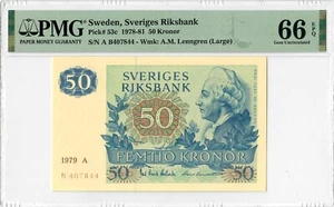 Sweden 50 Kronor 1978-81, PMG 66 EPQ, "Sveriges Riksbank" Pick# 53c - Picture 1 of 2