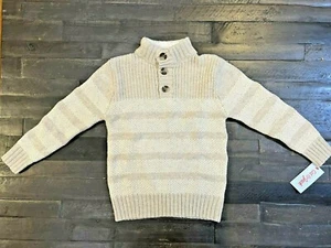 Boys Striped Mock Neck Sweater Herringbone Weave Pattern Cotton Blend Size 6/6X  - Picture 1 of 5