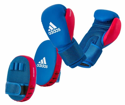 adidas Kinder Boxing Kit 2: 8oz Boxhandschuhen und Box-Pratzen, Blau-Rot, Boxen - Bild 1 von 2