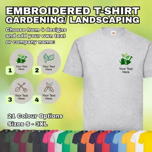 Camiseta Bordada Personalizada Tu Texto Jardinería Paisajismo Ropa de Trabajo Unisex - Imagen 1 de 13