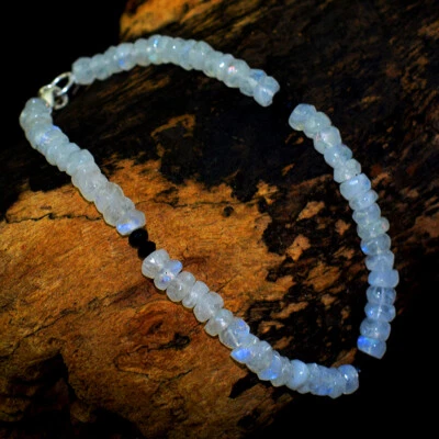 52.00 Cts Natural 8" Long Moonstone & Spinel Round Beads Bracelet NK 14L767 - Image 1 of 2
