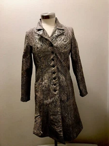 Vintage ILGWU schwarz/weiß Schlangenleder Midi-Mantel XSmall (wie auf Viola Davis gesehen) - Bild 1 von 9