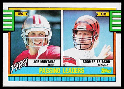1989 Passing Leaders (Joe Montana / Boomer Esiason), 1990 Topps, #229, , - Image 1 of 2