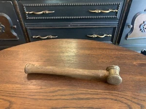 Vintage Brass Head Hammer Weigh 1 Pound & 12 Oz~ 2 3/8” Head~ 12.25” Wood Handle - Picture 1 of 13